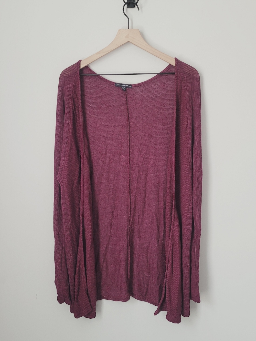 American Eagle Outfitters Open-Front Cardigan - Cranberry Size XL